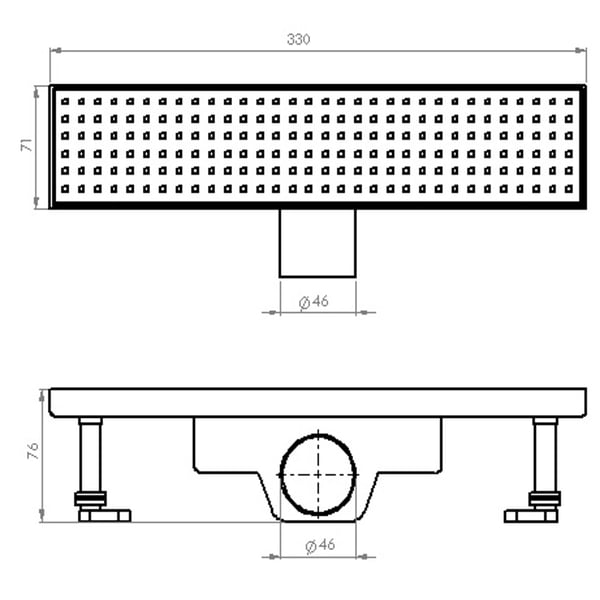 Σιφόνι, κανάλι ντουζιέρας Kare 33 cm code 93743
